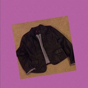 All black faux leather blazer